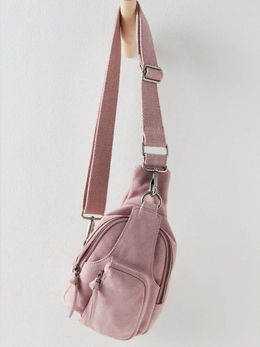 Free People Hudson Suede Sling Bag - Rose Infused